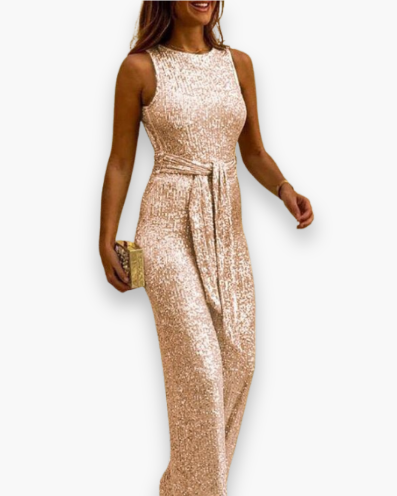 Damen Glamouröser Glitzer Jumpsuit | Festlich Elegant für Hochzeiten