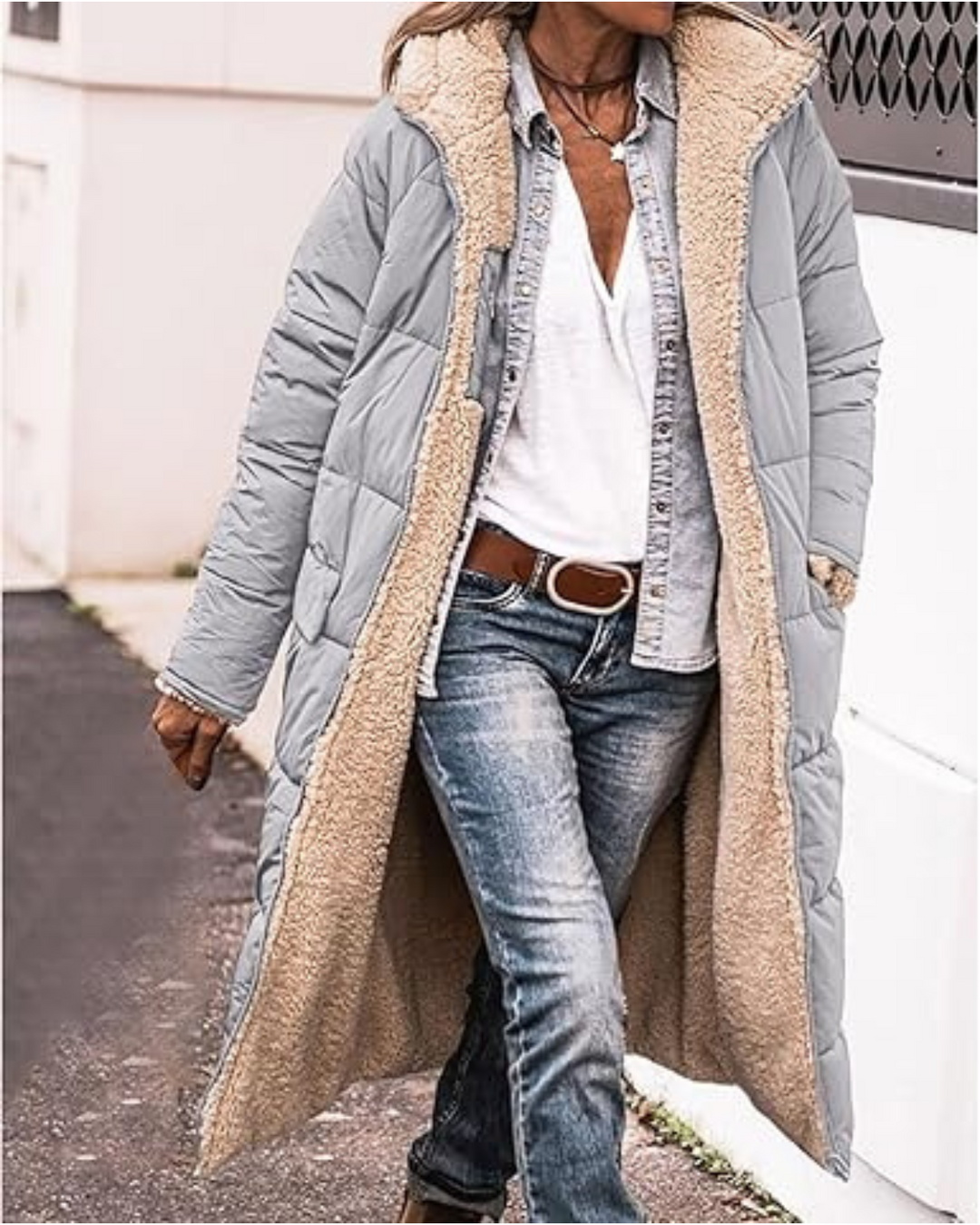 Winterjacke Damen Lang Kapuze | Offenes Design