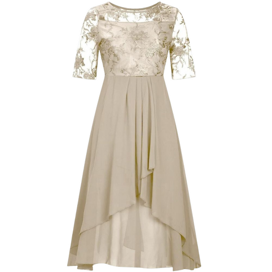 Abendkleid Damen | Kurze Ärmel Midi Mit Musteroptik