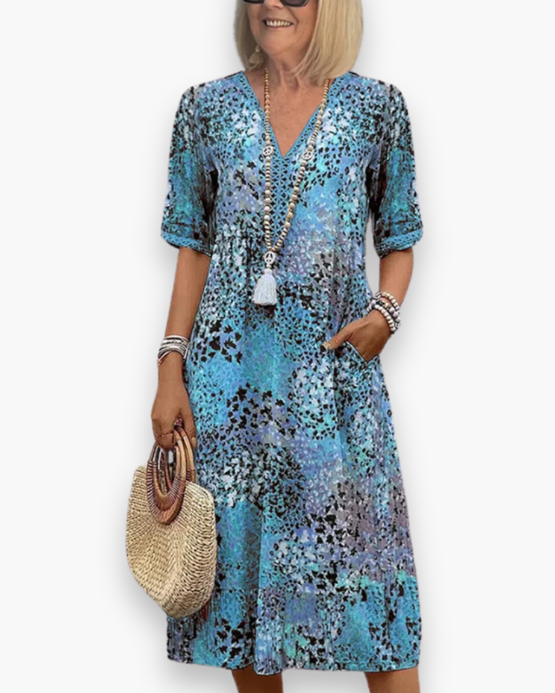 Damen Lebhaftes Midi Kleid | Stilvoll