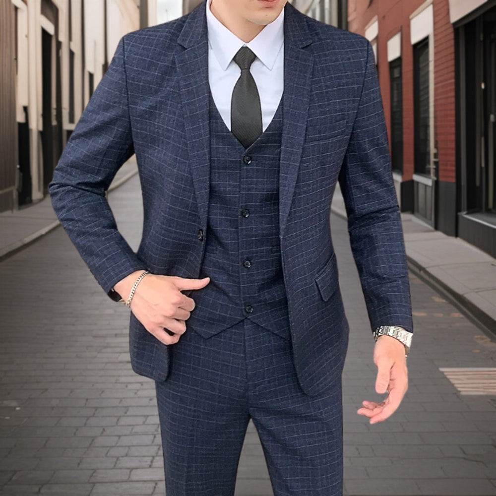 Herren Anzug 3-teilig Slim Fit | Hochzeitsgäste Klassisches Karomuster