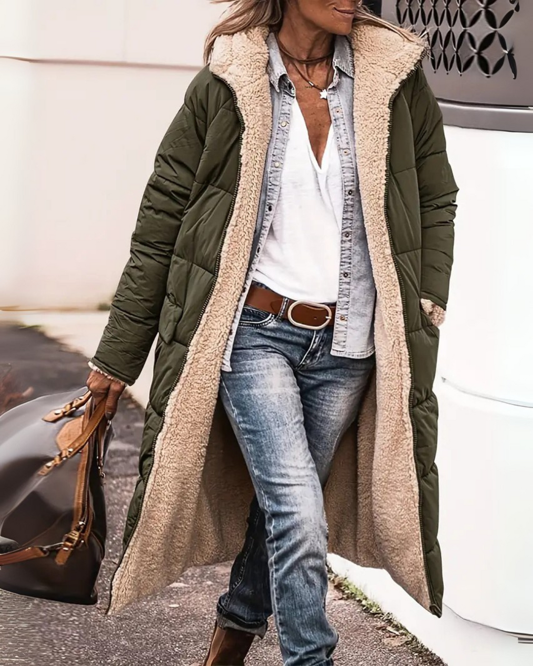 Winterjacke Damen Lang Kapuze | Offenes Design