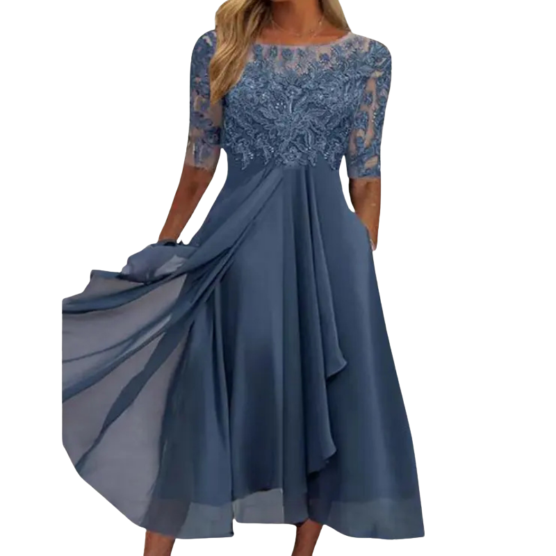 Abendkleid Damen | Halblange Ärmel Midi Mit Ausgestelltem Rock