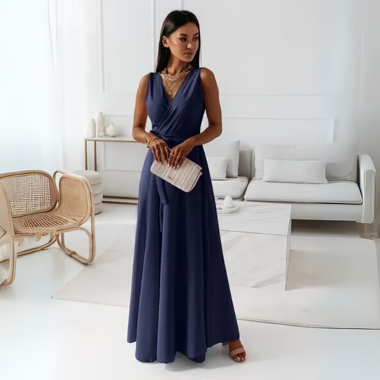 Abendkleid Damen | V-Ausschnitt Maxi Mit Ausgestelltem Rock