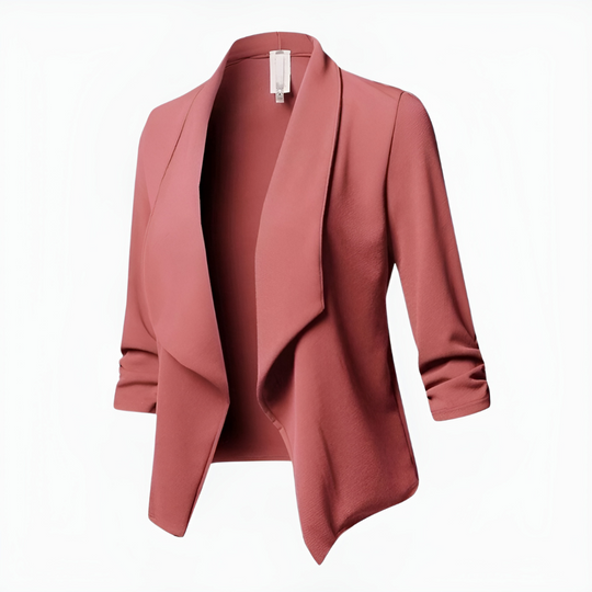Damen Offener Blazer mit 3/4 Ärmeln | Wasserfallkragen