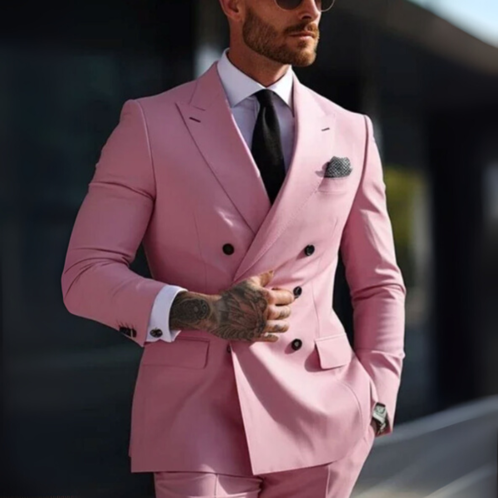 Herren Anzug Zweiteilig | Zweireiher Look für Büro & Anlass