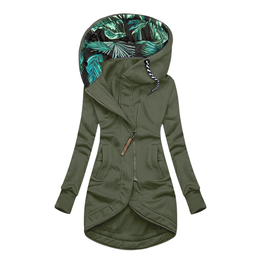 Winterjacke Damen Kapuze | Mit asymmetrischem Reißverschluss