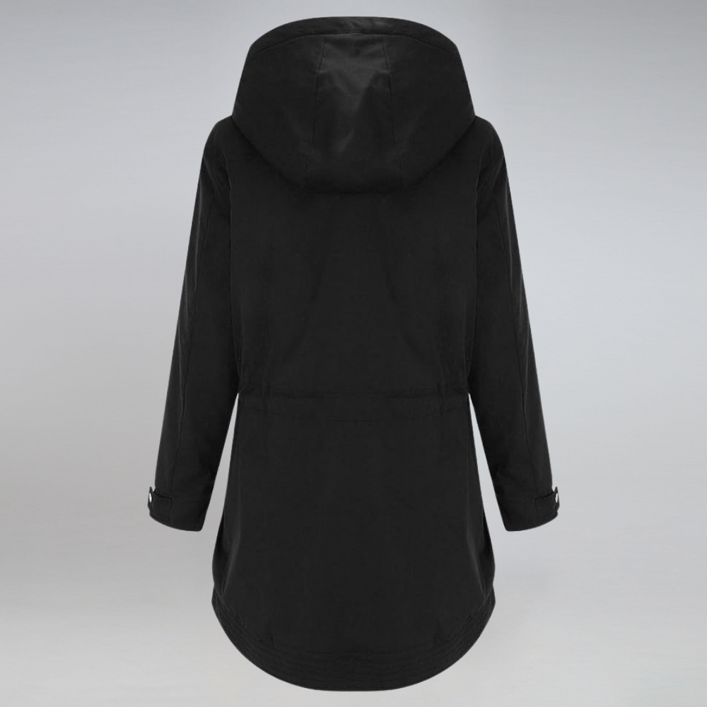 Winterjacke Damen Kapuze | Mit Knopfleiste und Kordelzug