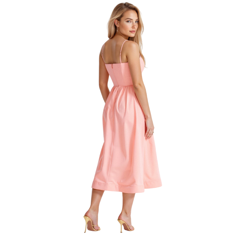 Abendkleid Damen | Spaghettiträger Midi Ausgestellter Rock