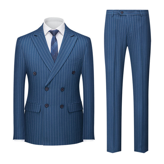 Herren Anzug 2-teilig Slim Fit | Hochzeitsgäste Zweireihig Gestreift