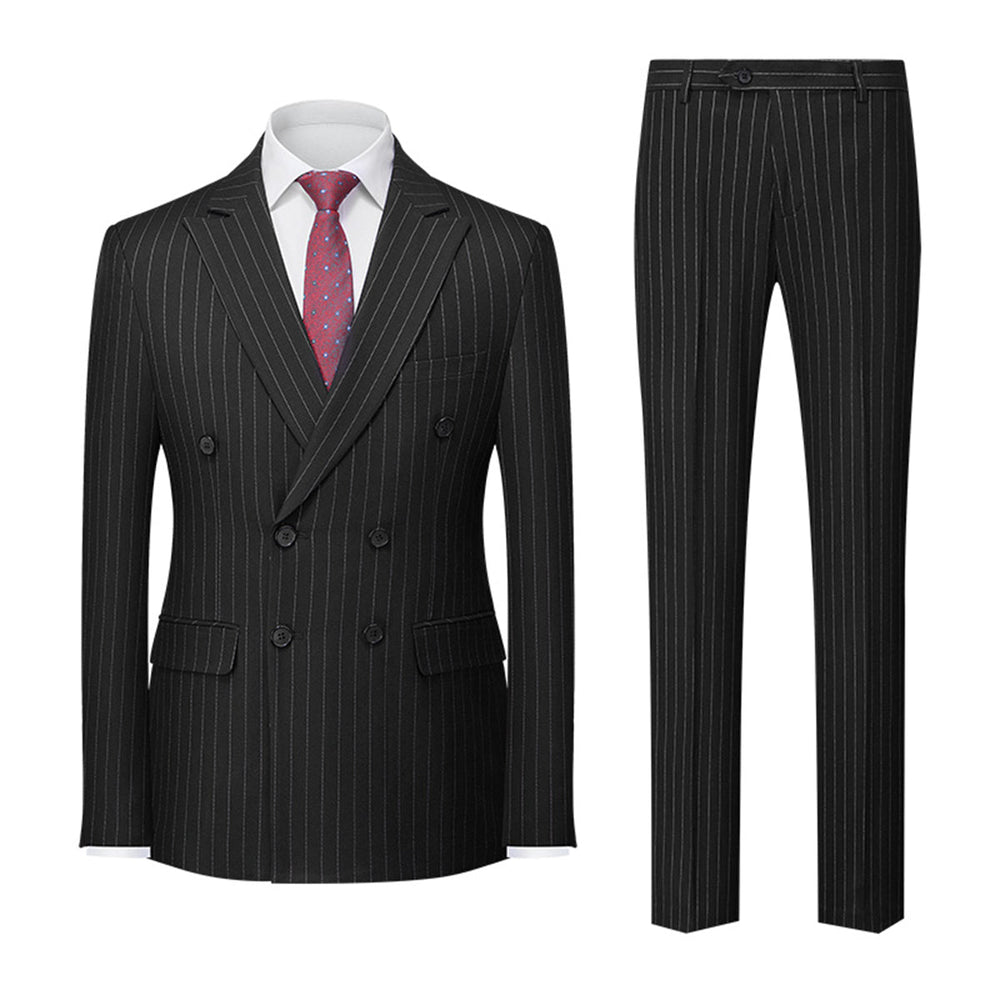 Herren Anzug 2-teilig Slim Fit | Hochzeitsgäste Zweireihig Gestreift