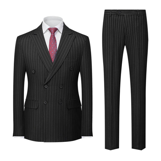 Herren Anzug 2-teilig Slim Fit | Hochzeitsgäste Zweireihig Gestreift
