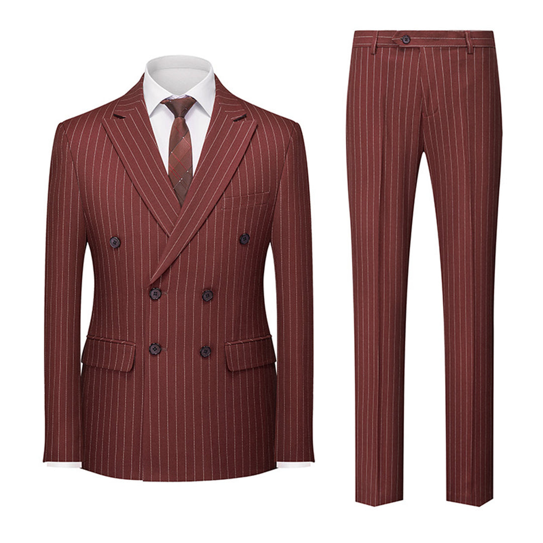 Herren Anzug 2-teilig Slim Fit | Hochzeitsgäste Zweireihig Gestreift