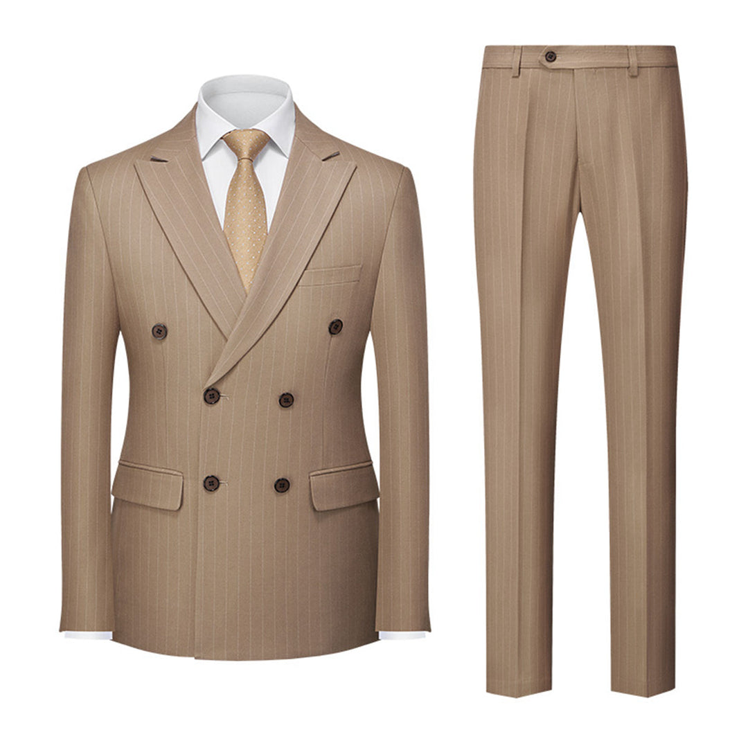 Herren Anzug 2-teilig Slim Fit | Hochzeitsgäste Zweireihig Gestreift