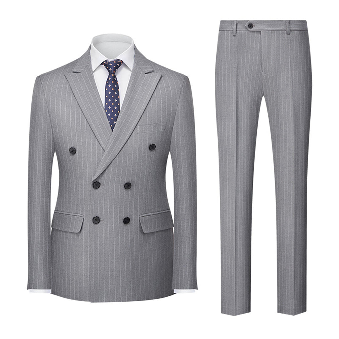 Herren Anzug 2-teilig Slim Fit | Hochzeitsgäste Zweireihig Gestreift
