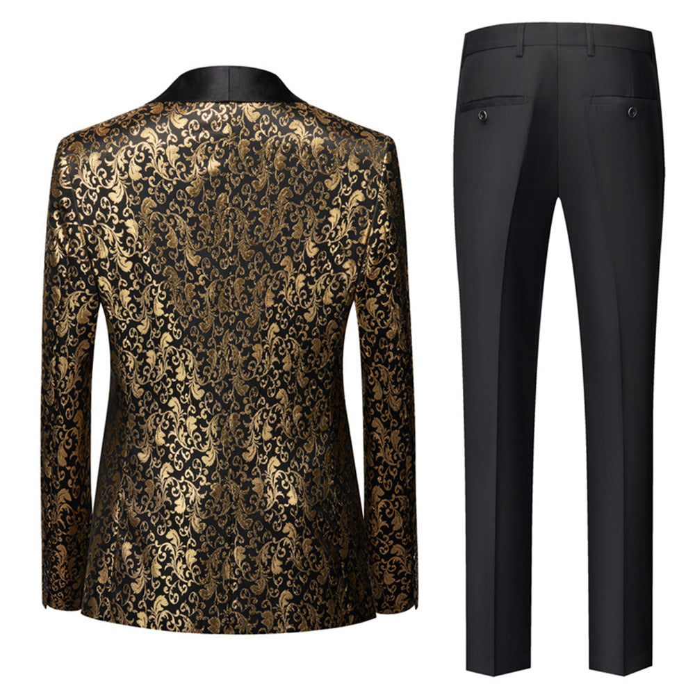 Herren Anzug 3-teilig Slim Fit | Hochzeitsgäste Stil mit Barock Muster