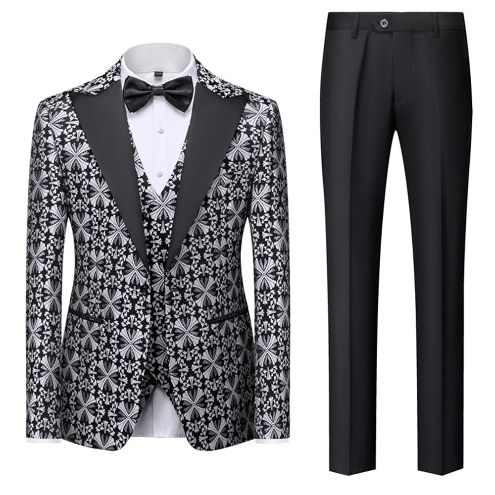 Herren Anzug 3-teilig Slim Fit | Hochzeitsgäste Gemustertes Formelles