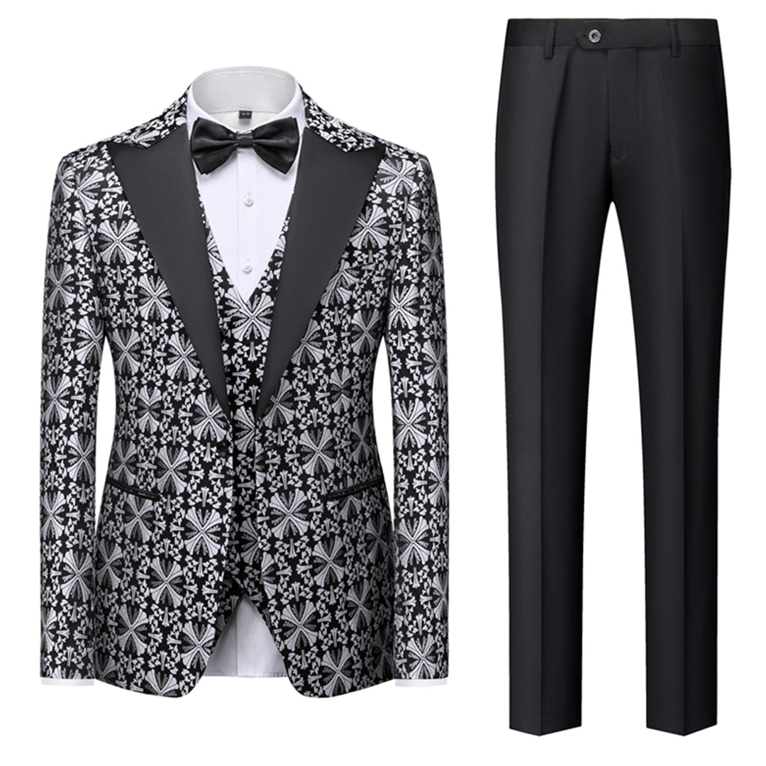 Herren Anzug 3-teilig Slim Fit | Hochzeitsgäste Gemustertes Formelles