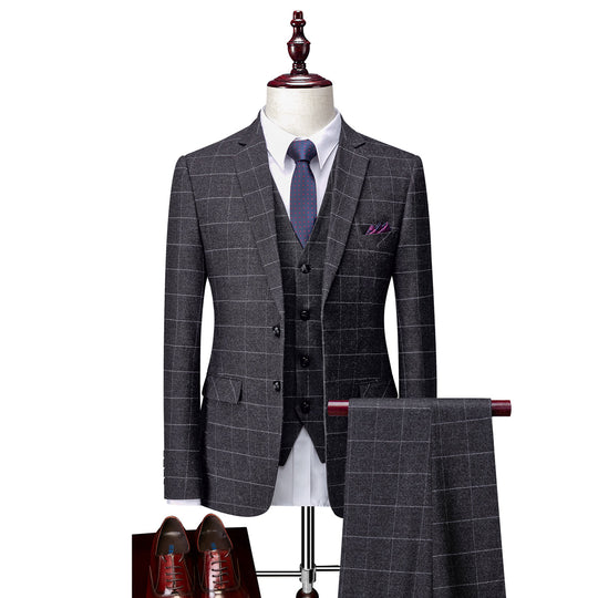 Herren Anzug Slim Fit 3-teilig | Hochzeitsgäste Kariertes Design