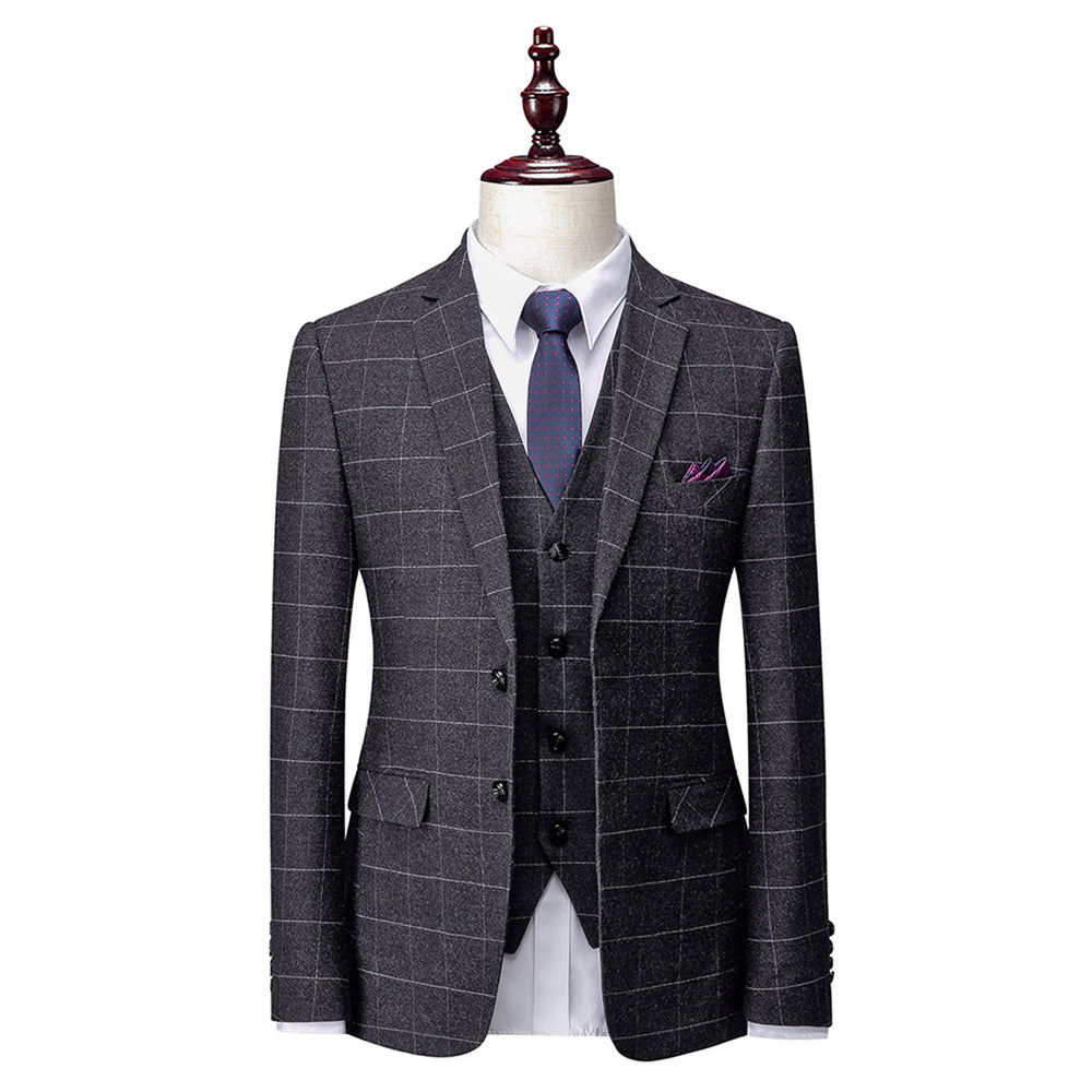 Herren Anzug Slim Fit 3-teilig | Hochzeitsgäste Kariertes Design