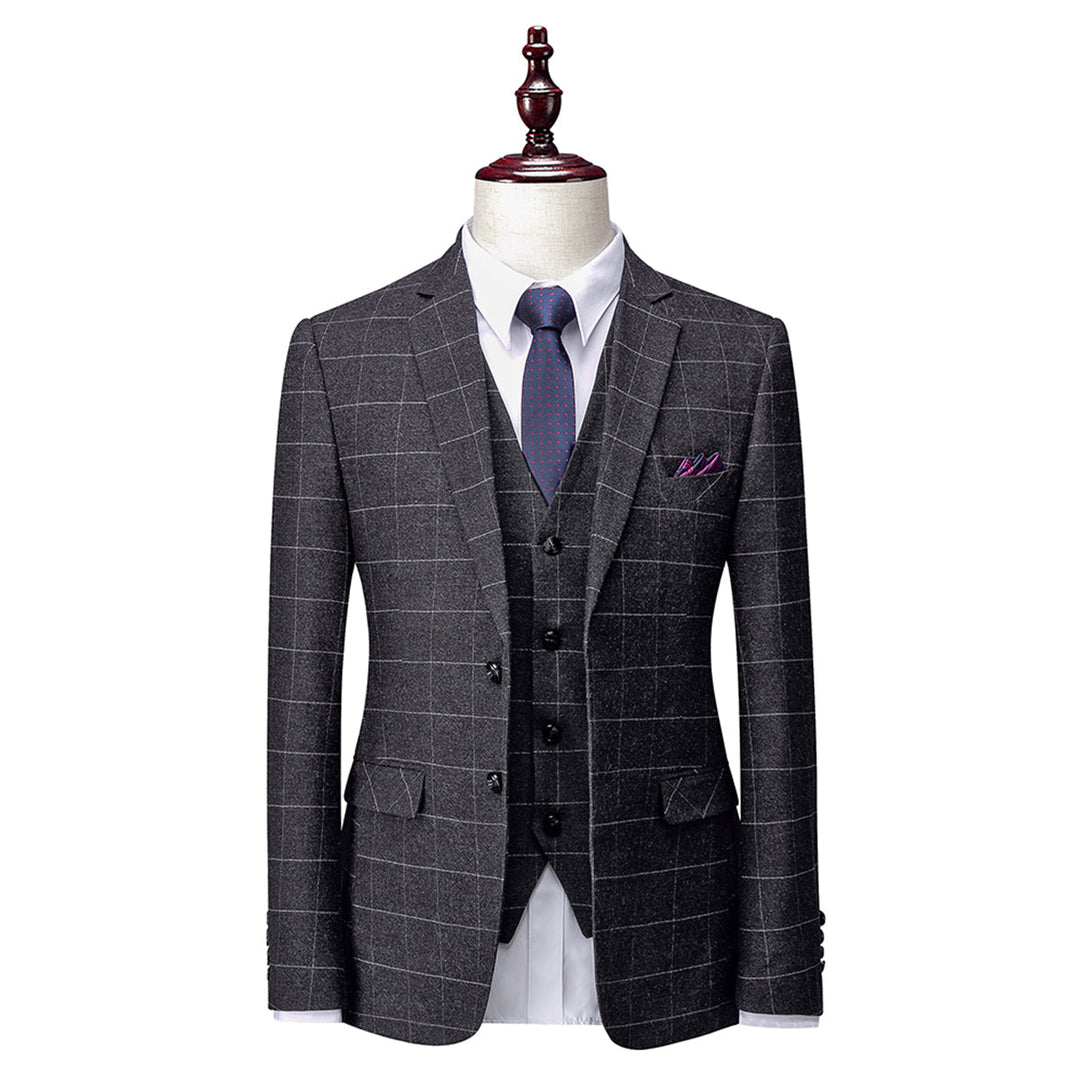 Herren Anzug Slim Fit 3-teilig | Hochzeitsgäste Kariertes Design