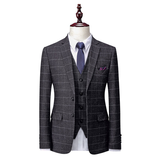Herren Anzug Slim Fit 3-teilig | Hochzeitsgäste Kariertes Design
