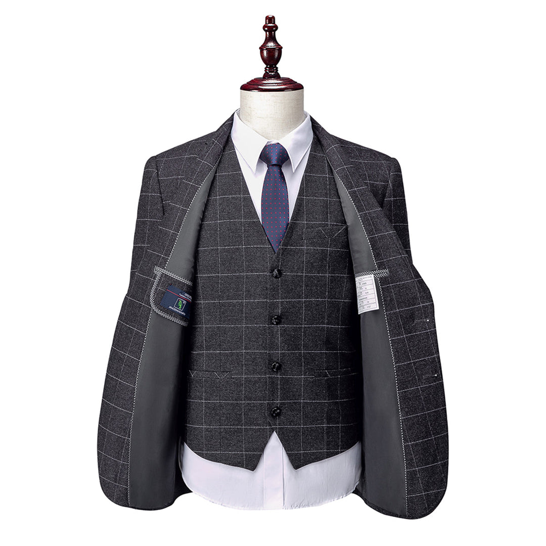 Herren Anzug Slim Fit 3-teilig | Hochzeitsgäste Kariertes Design