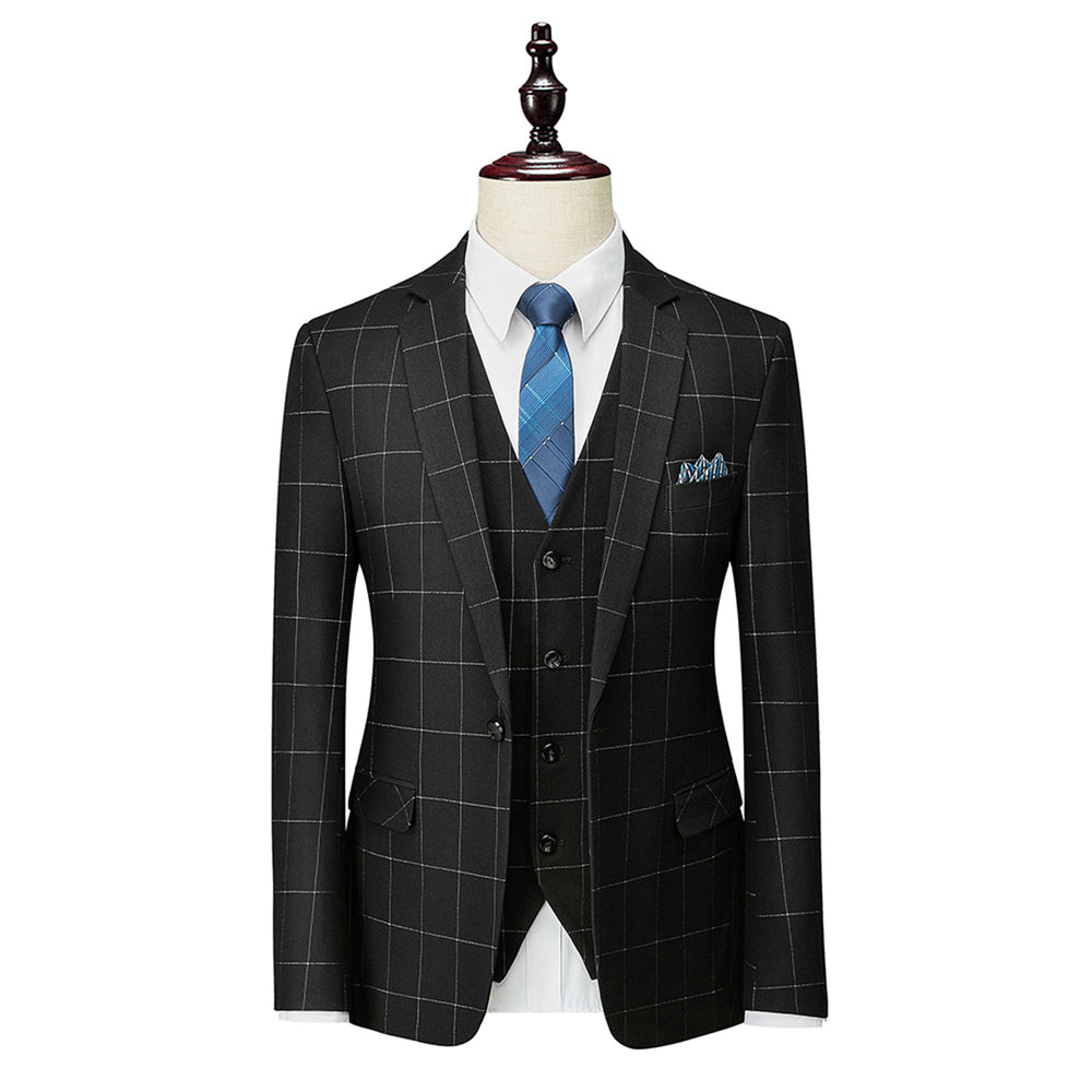 Herren Anzug 3-teilig Slim Fit | Hochzeitsgäste Karo Muster