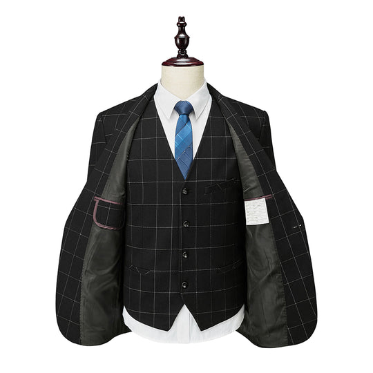 Herren Anzug 3-teilig Slim Fit | Hochzeitsgäste Karo Muster