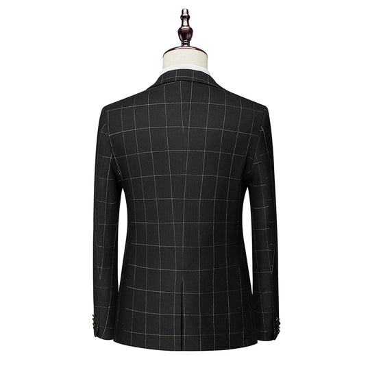Herren Anzug 3-teilig Slim Fit | Hochzeitsgäste Karo Muster
