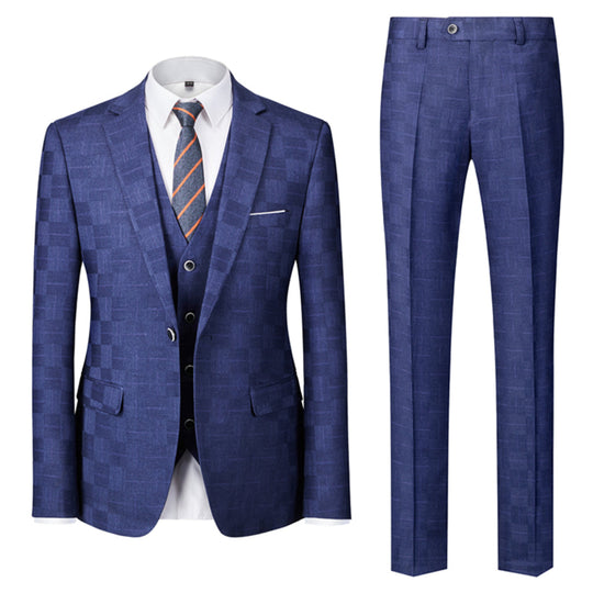 Herren Anzug 3-teilig Slim Fit | Hochzeitsgäste Mit Karomuster