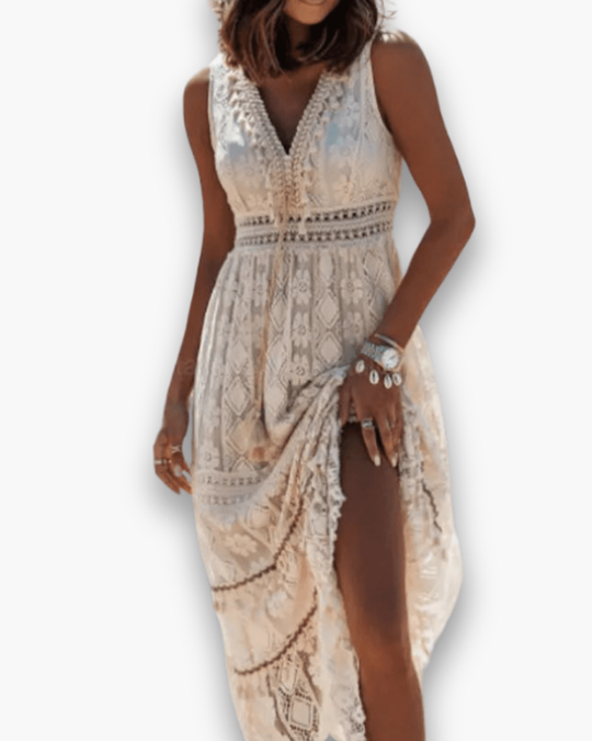 Damen Festliches Boho Spitzenkleid | Maxi