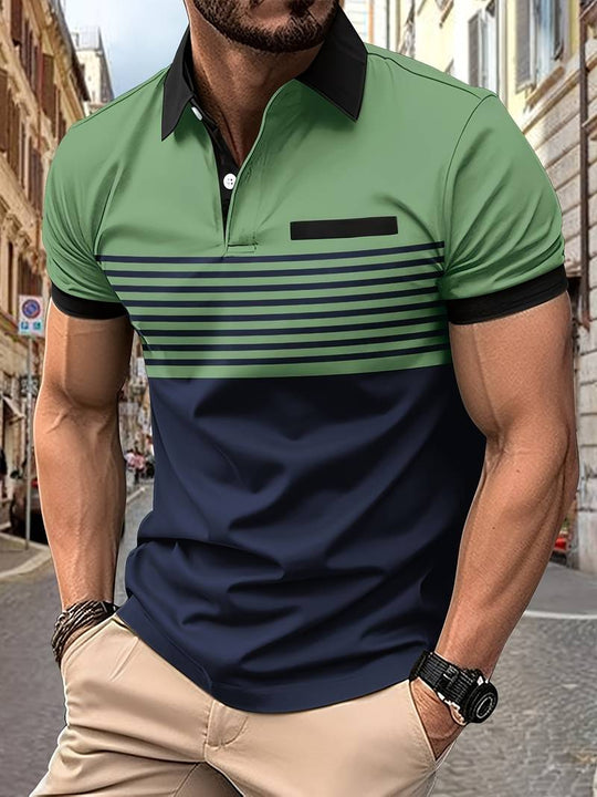 Leon – Lässiges Kurzarm-Streifen-Poloshirt Für Herren