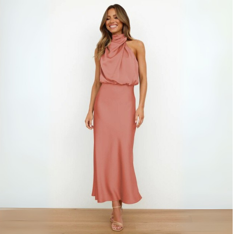 Abendkleid Damen | Maxi Ärmellos Mit Rundhalsausschnitt