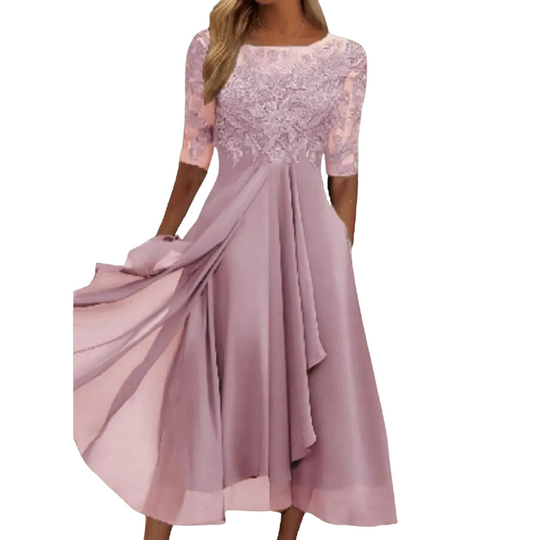 Abendkleid Damen | Halblange Ärmel Midi Mit Ausgestelltem Rock