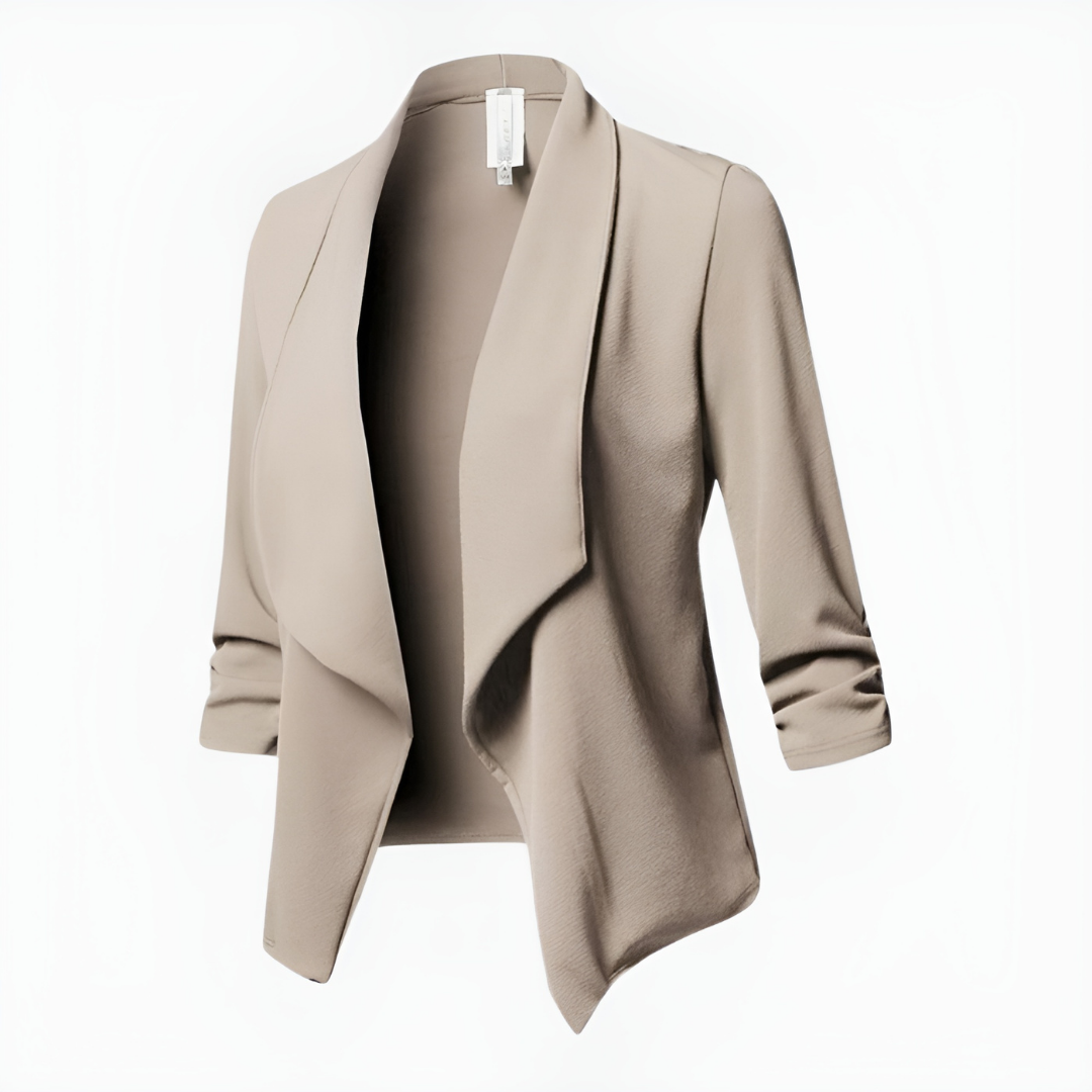 Damen Offener Blazer mit 3/4 Ärmeln | Wasserfallkragen