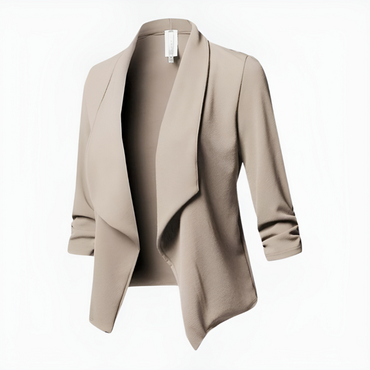 Damen Offener Blazer mit 3/4 Ärmeln | Wasserfallkragen