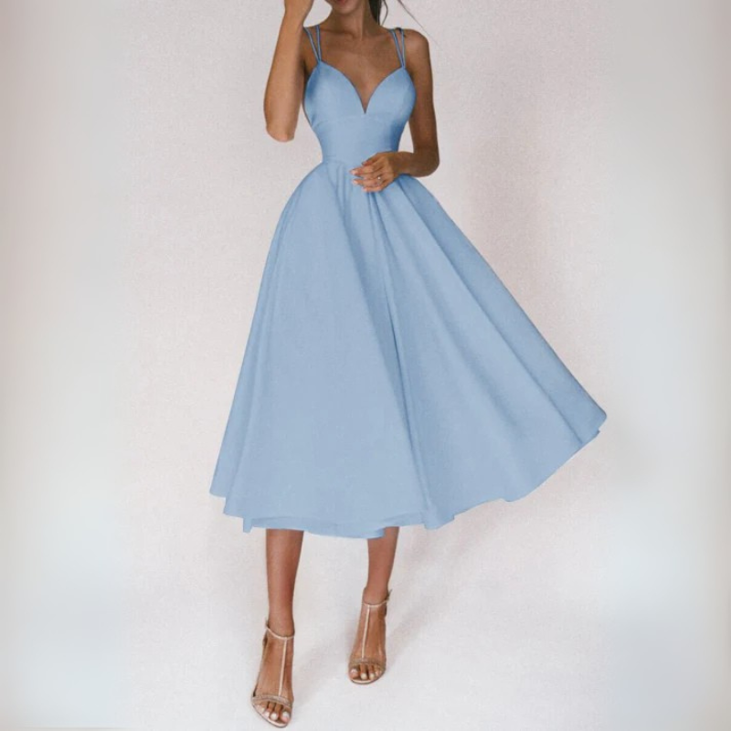 Damen Ballkleid Mit Spaghettiträgern Und Tailliertem Schnitt | Midi