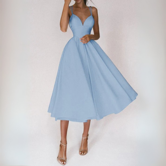 Damen Ballkleid Mit Spaghettiträgern Und Tailliertem Schnitt | Midi