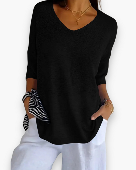 Damen Bequemes V-Ausschnitt Stricktop | Vielseitig