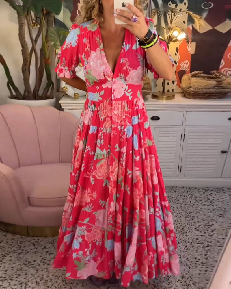 Emma - Florales Sommerkleid Mit V-Ausschnitt