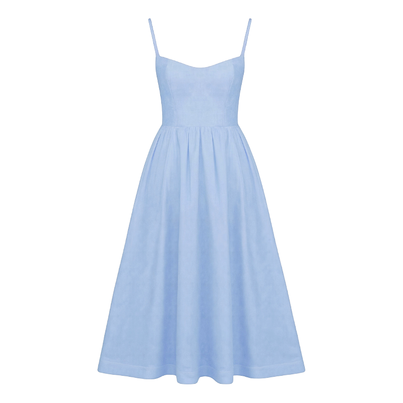 Abendkleid Damen | Spaghettiträger Midi Ausgestellter Rock