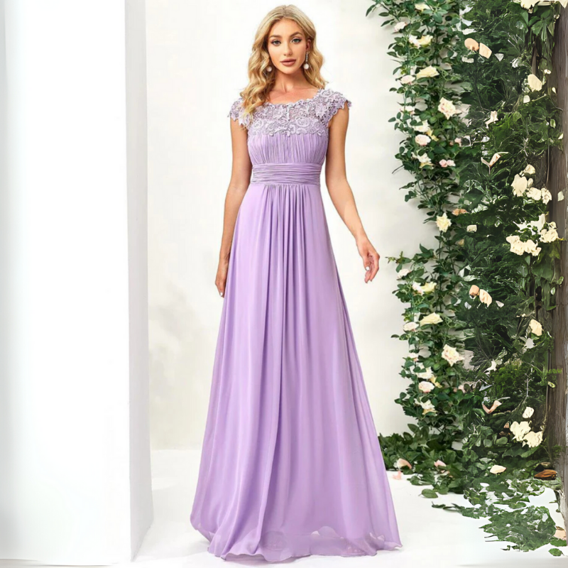 Abendkleid Damen | Kurze Ärmel Maxi Mit Musteroptik