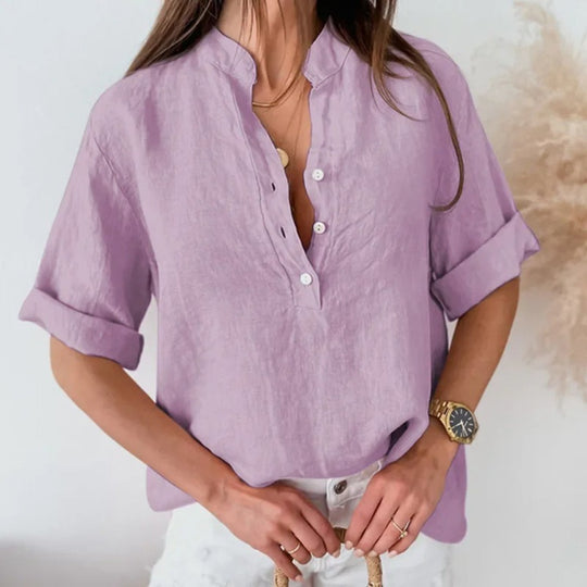 Purple Elegance - Lila Bluse Mit Stehkragen