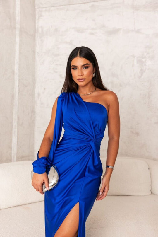 Damen Abendkleid mit einer Schulter und Seitenschlitz | Maxi