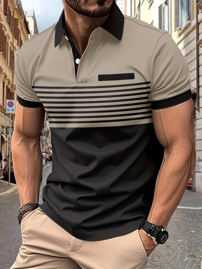 Leon – Lässiges Kurzarm-Streifen-Poloshirt Für Herren