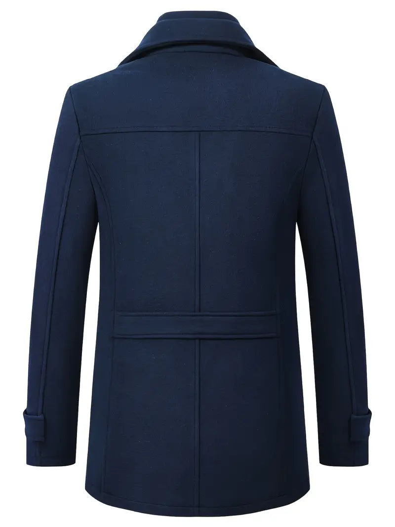 Mantel Herren Winterjacke | Stehkragen mit Reißverschluss und Brusttaschen
