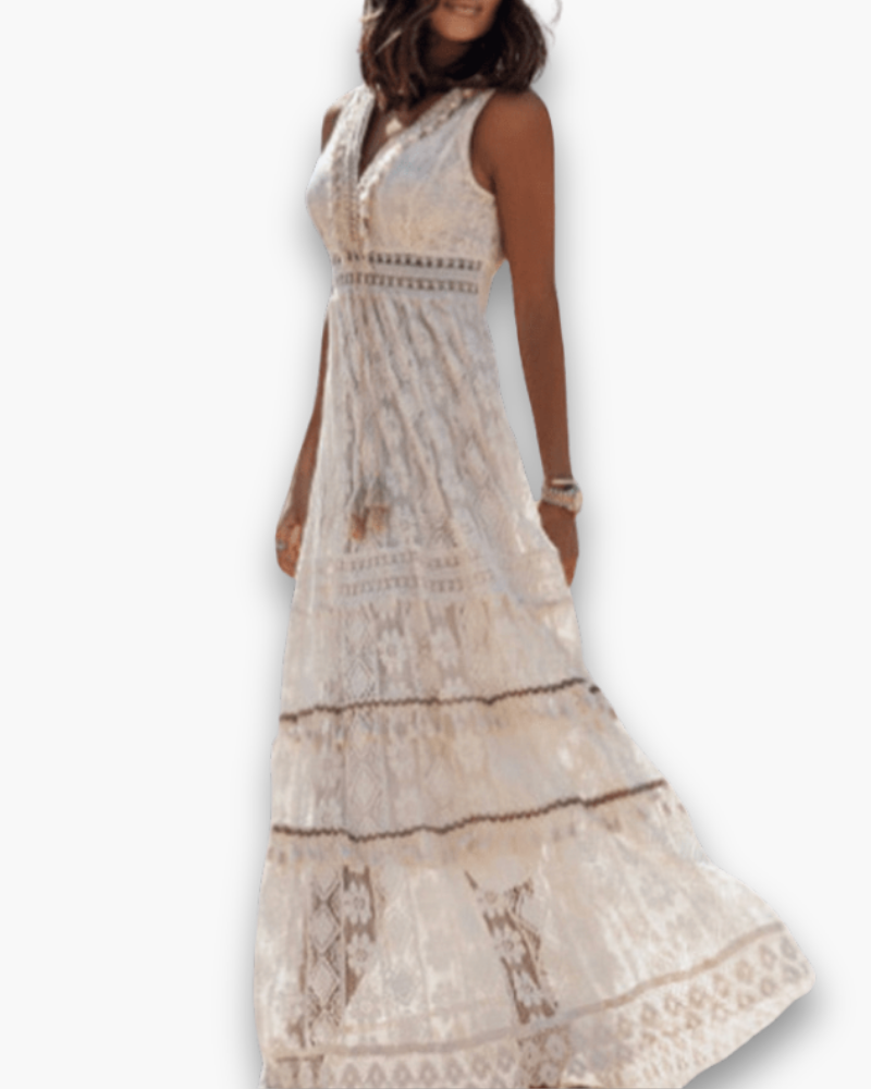 Damen Festliches Boho Spitzenkleid | Maxi