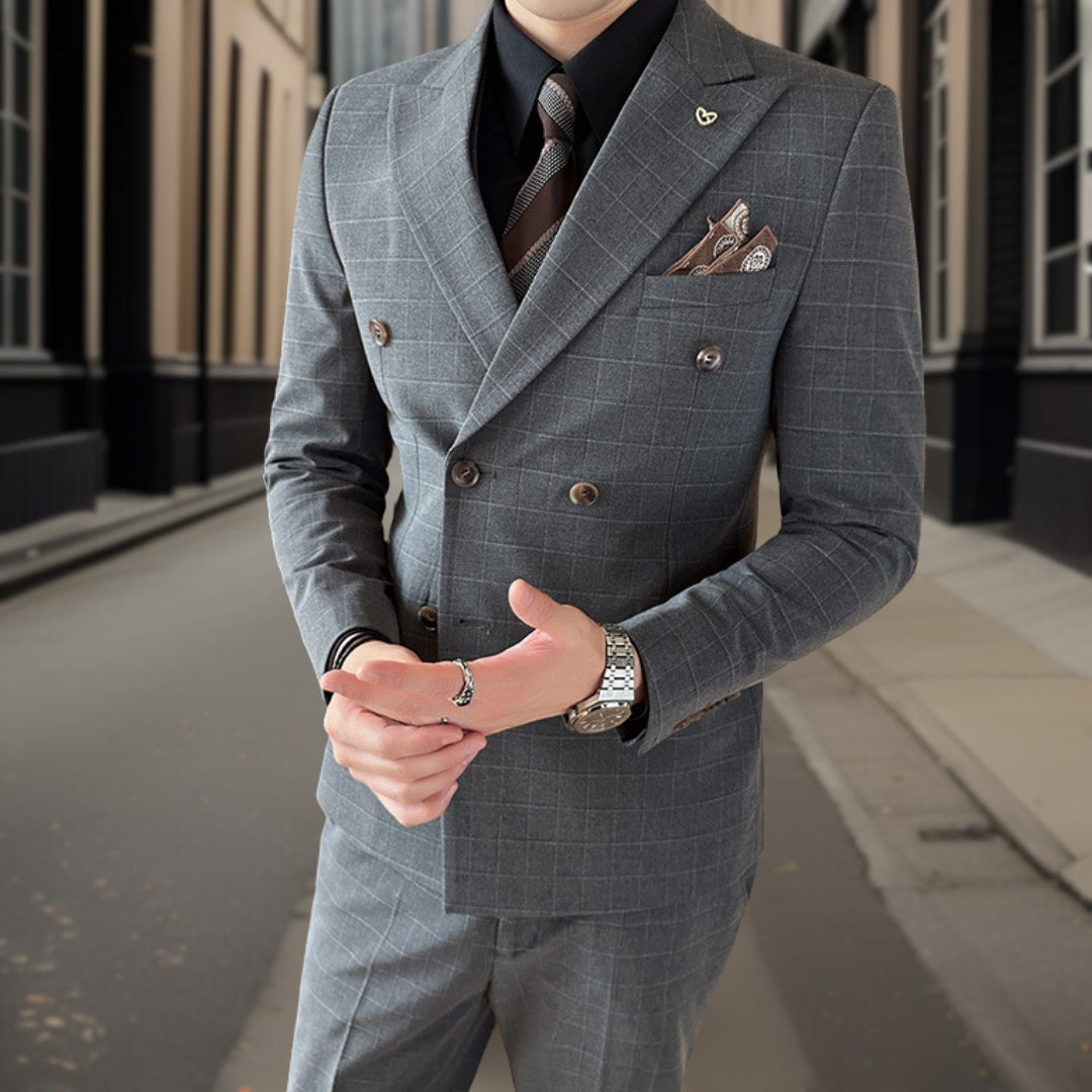 Herren Anzug 3-teilig Slim Fit | Hochzeitsgäste Kariertes Muster
