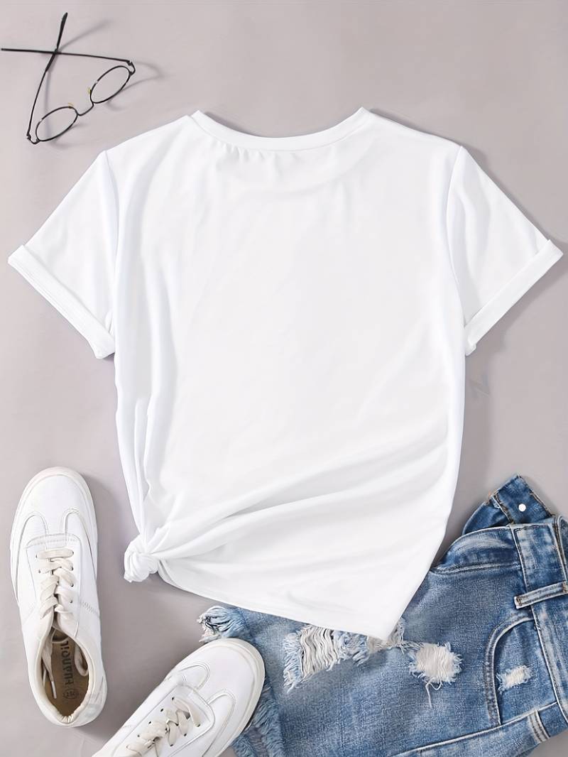 Chloe – T-Shirt Mit Herz-Buchstaben-Print Und Rundhalsausschnitt